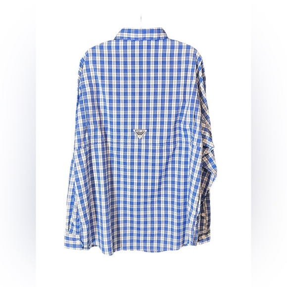 Columbia Blue and White Plaid button down large long sleeve shirt. - Picture 2 of 4